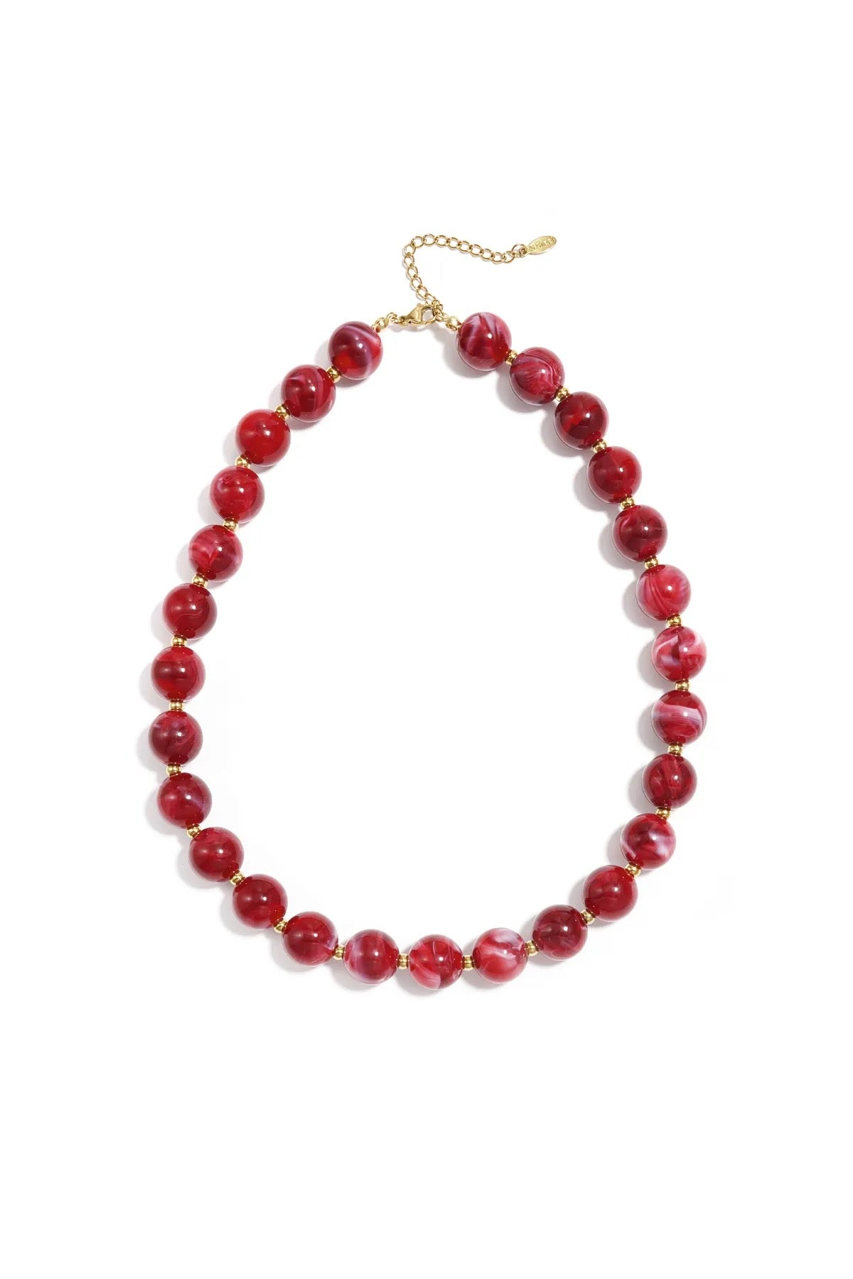 Kralenketting Met Gouden Kraaltjes 13.5mm bordeaux