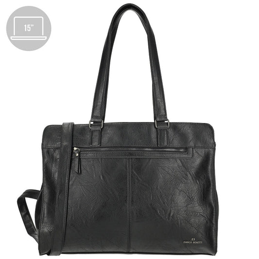 Enrico Benetti Julia Schoudertas Voor Laptop 15 Inch Zwart PU Materiaal Dames Tas