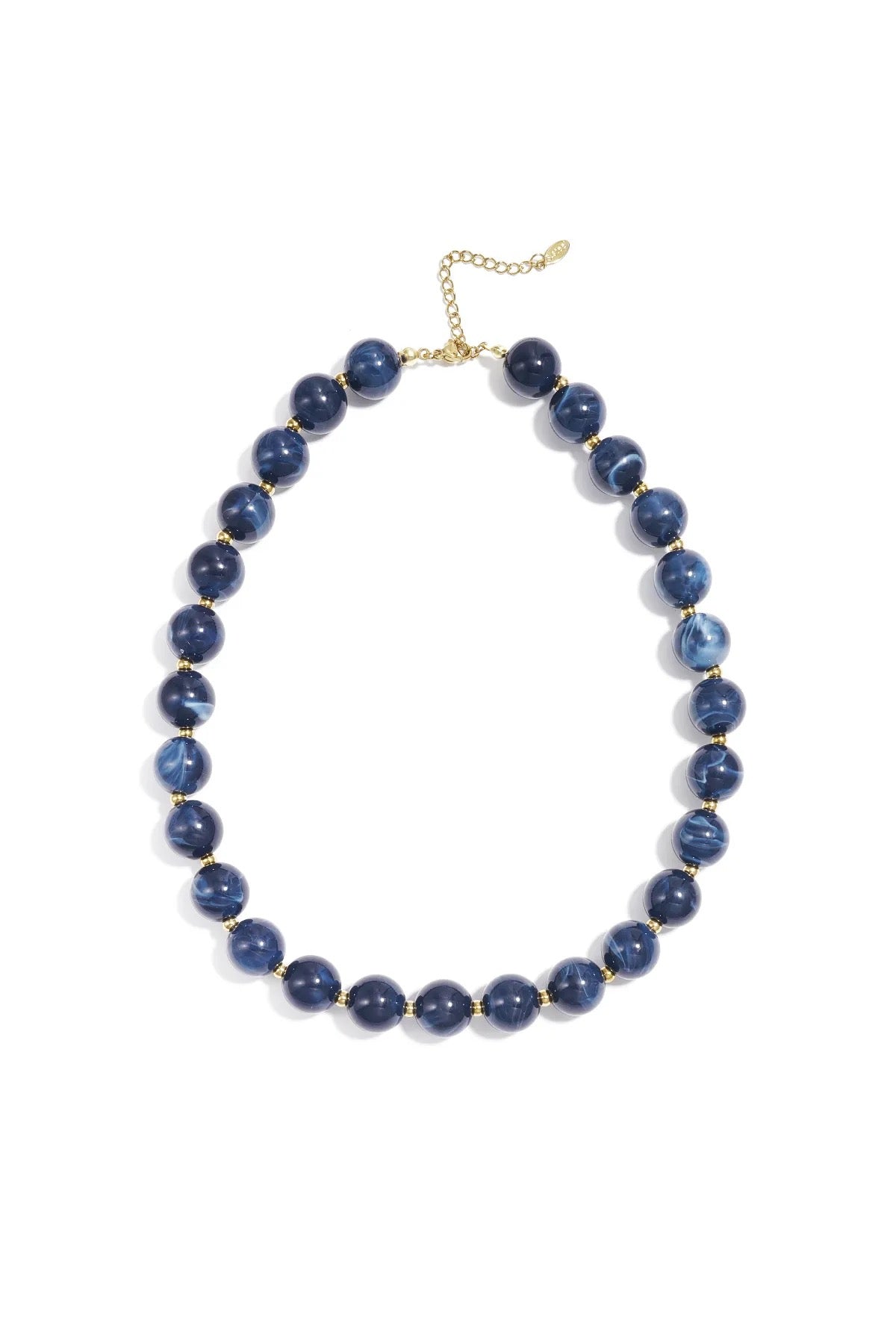 Kralenketting Met Gouden Kraaltjes 13.5mm donkerblauw