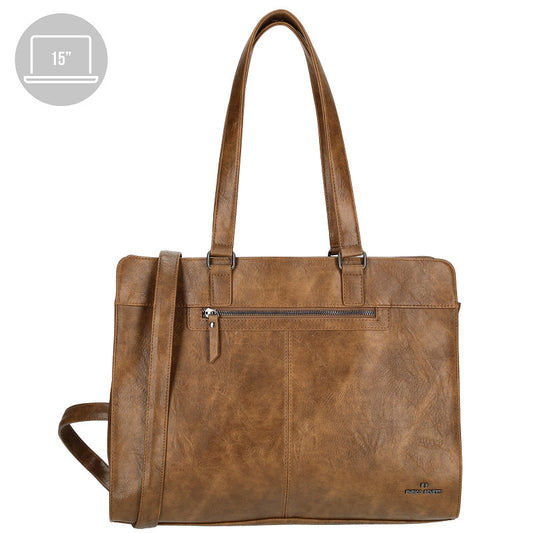 Enrico Benetti Julia Schoudertas Laptoptas Voor Laptop 15 Inch Camel Dames 40 X 14 X 32 Cm