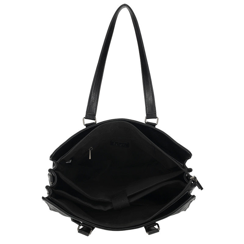 Enrico Benetti Julia Schoudertas Voor Laptop 15 Inch Zwart PU Materiaal Dames Tas