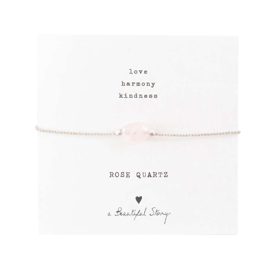 Edelsteenkaart Rozenkwarts Zilver Armband