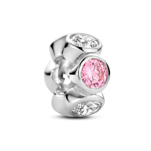 Rosa Di Luca zilver bedel zirkonia wit rose