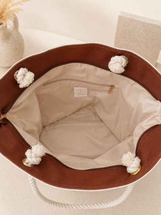 BY SHIR BEACHBAG PALM BRUIN OFFWHITE