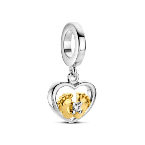 Rosa Di Luca zilver bedel zirkonia hanger hart verguld