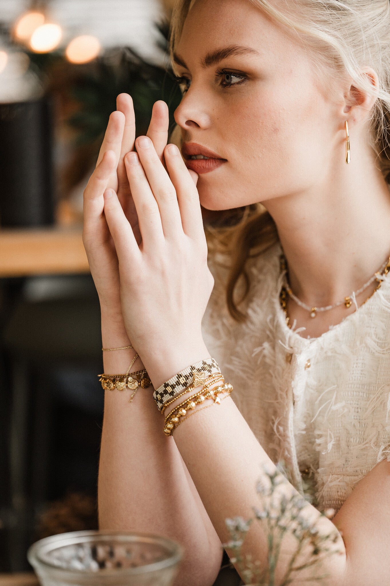 BY SHIR ARMBAND LUXE WOVEN BEIGE