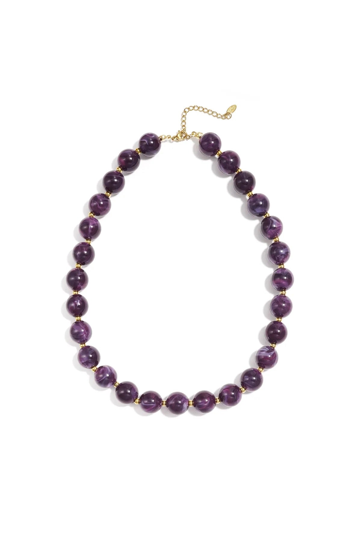 Kralenketting Met Gouden Kraaltjes 13.5mm donkerpaars