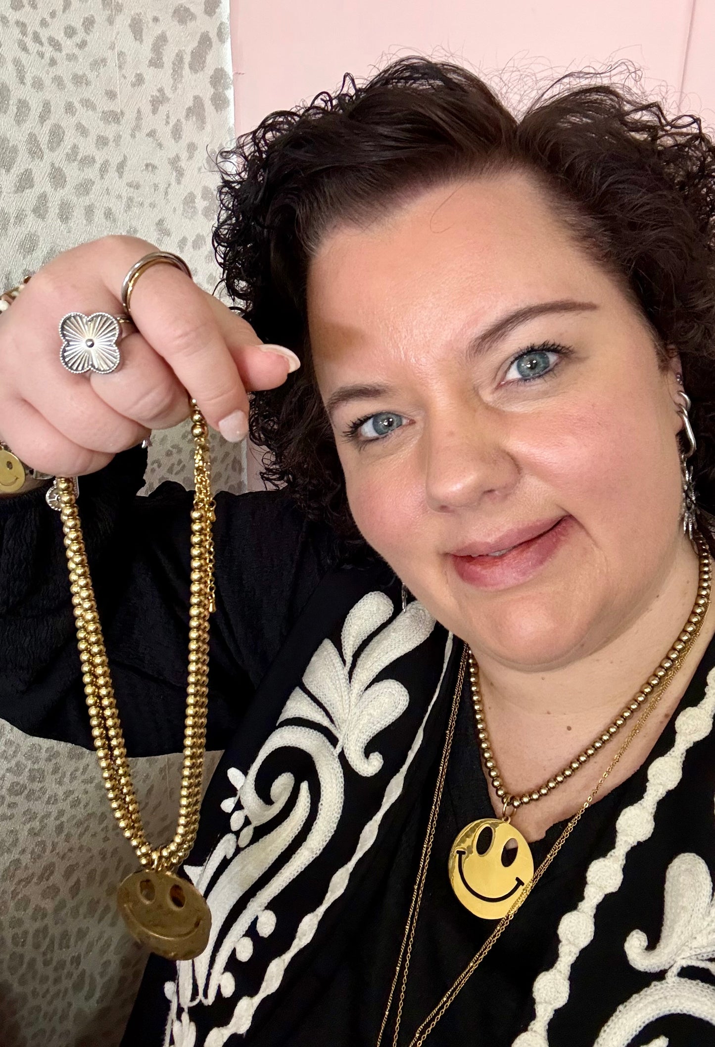Smiley ketting goud