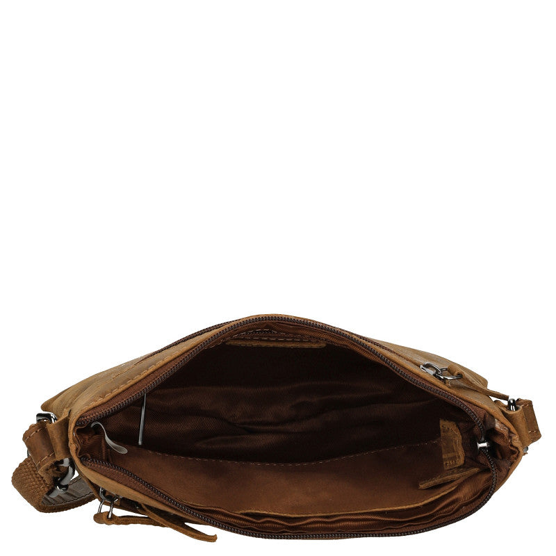 Genua Crossbody Tas Camel Van Leder Met Luxe Uitstraling En Compact Formaat 24 x 4 x 16 Cm