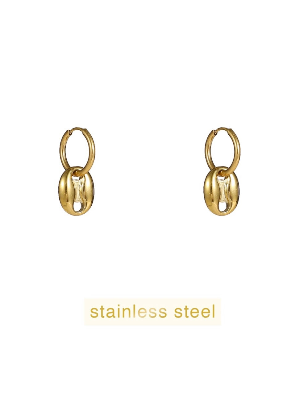 Day en Eve Gouden Hoop Oorbellen Knopstijl Roestvrij Staal Voor Dames Elegant en Duurzaam