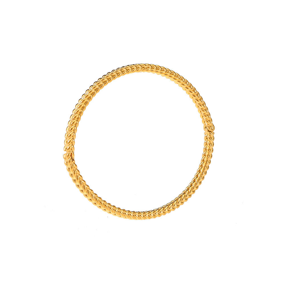 By Shir Armband Luxe Bangle Gevlochten Verguld Edelstaal Tijdloze Eyecatcher Voor Iedere Gelegenheid