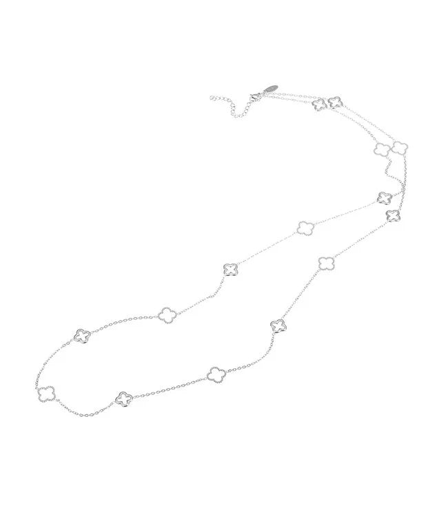 By Shir Luxe Ketting Klaver Open Klavers Detail Bestseller Edelstaal Verguld Lengte 92 Cm Plus 5 Cm