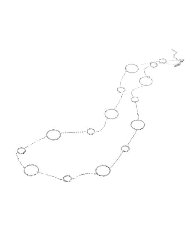 By Shir Ketting Luxe Circle Edelstaal Verguld Met Kleine en Grote Cirkel Details Lengte 95,5 cm