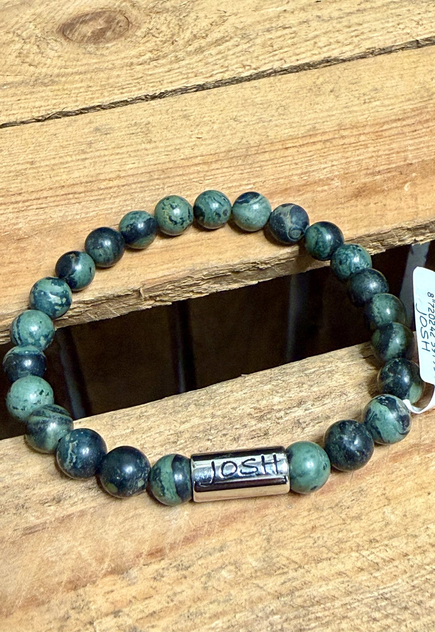 Josh Kralenarmband Donker Turquoise Natuursteen
