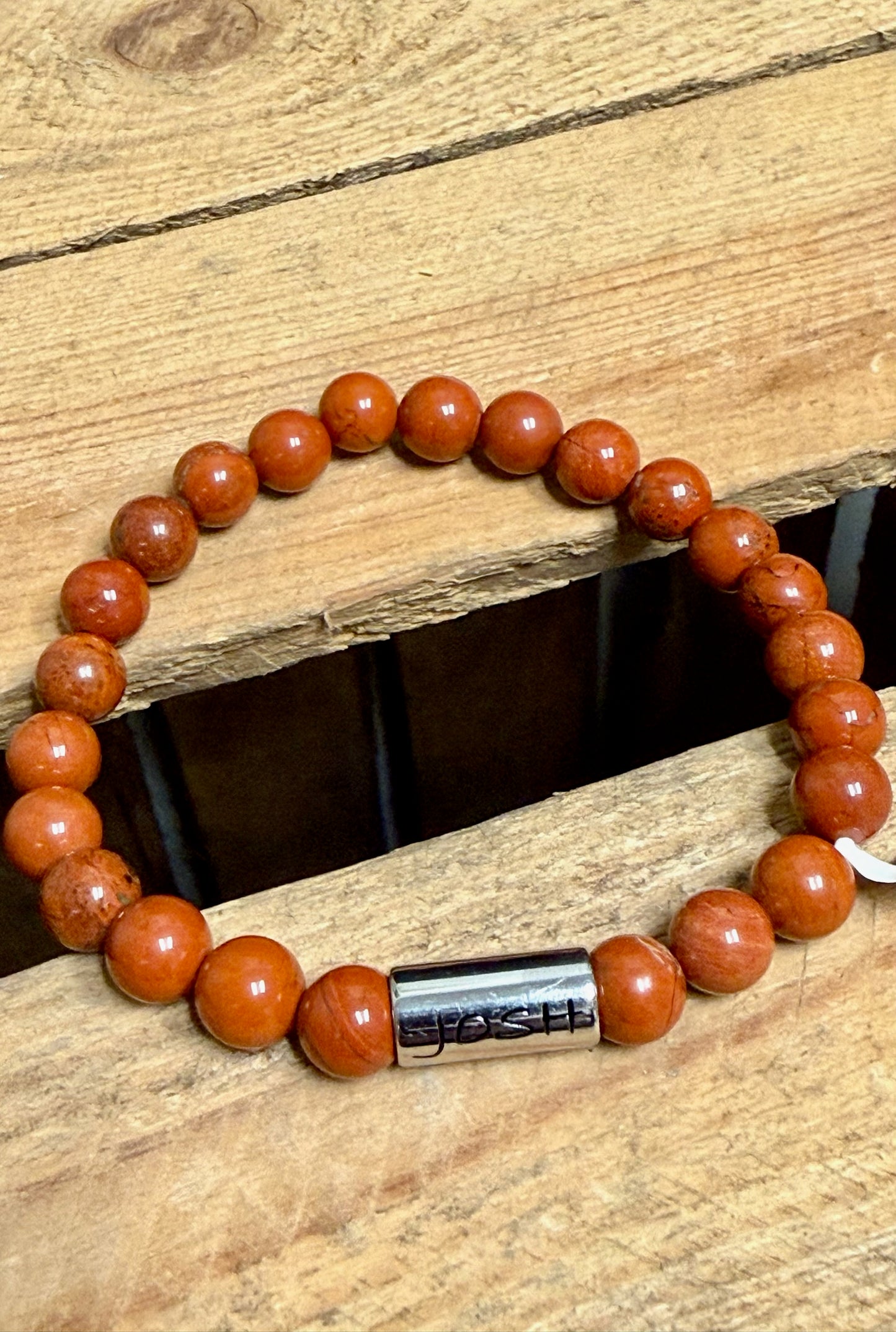 Josh Kralenarmband Rood Bruin Natuursteen