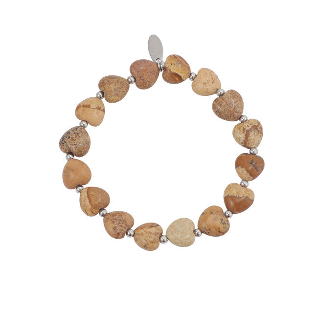 BY SHIR Armband Luxe Hart Met Picture Jaspis Zilver Voor Een Tijdloze Elegant Sieraad Met Natuursteen