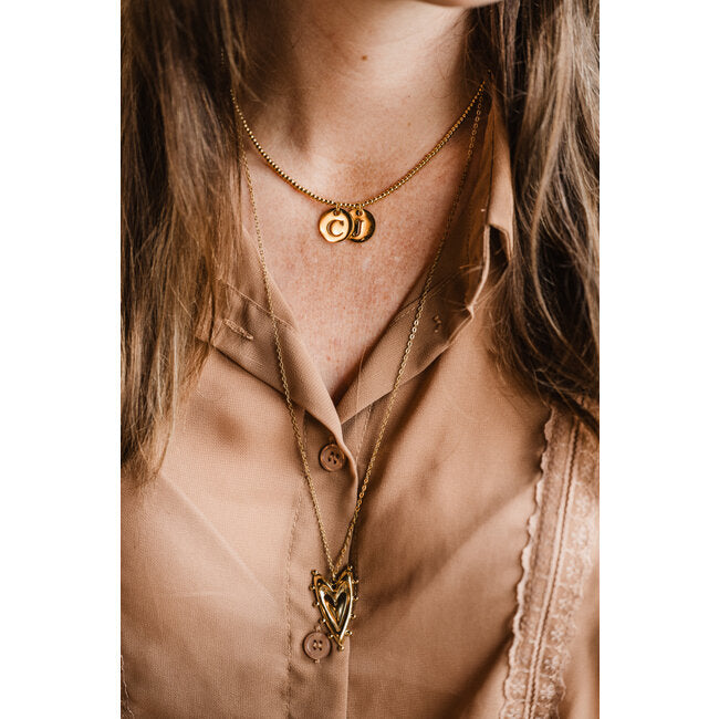By Shir Ketting Groot Hart Goud Verguld Edelstaal Lengte 70 cm Verlengbaar tot 75 cm Waterbestendig Luxe