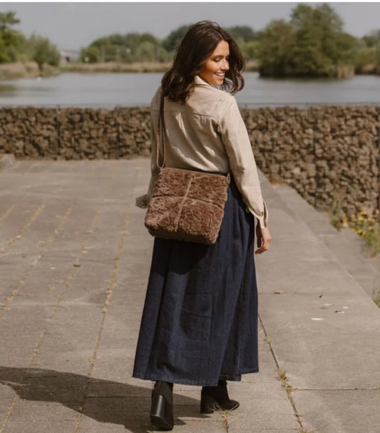 Fay Crossbody Tas Zwart Taupe Nylon En Polyester 27x11x27 Cm Met Verstelbare Schouderriem