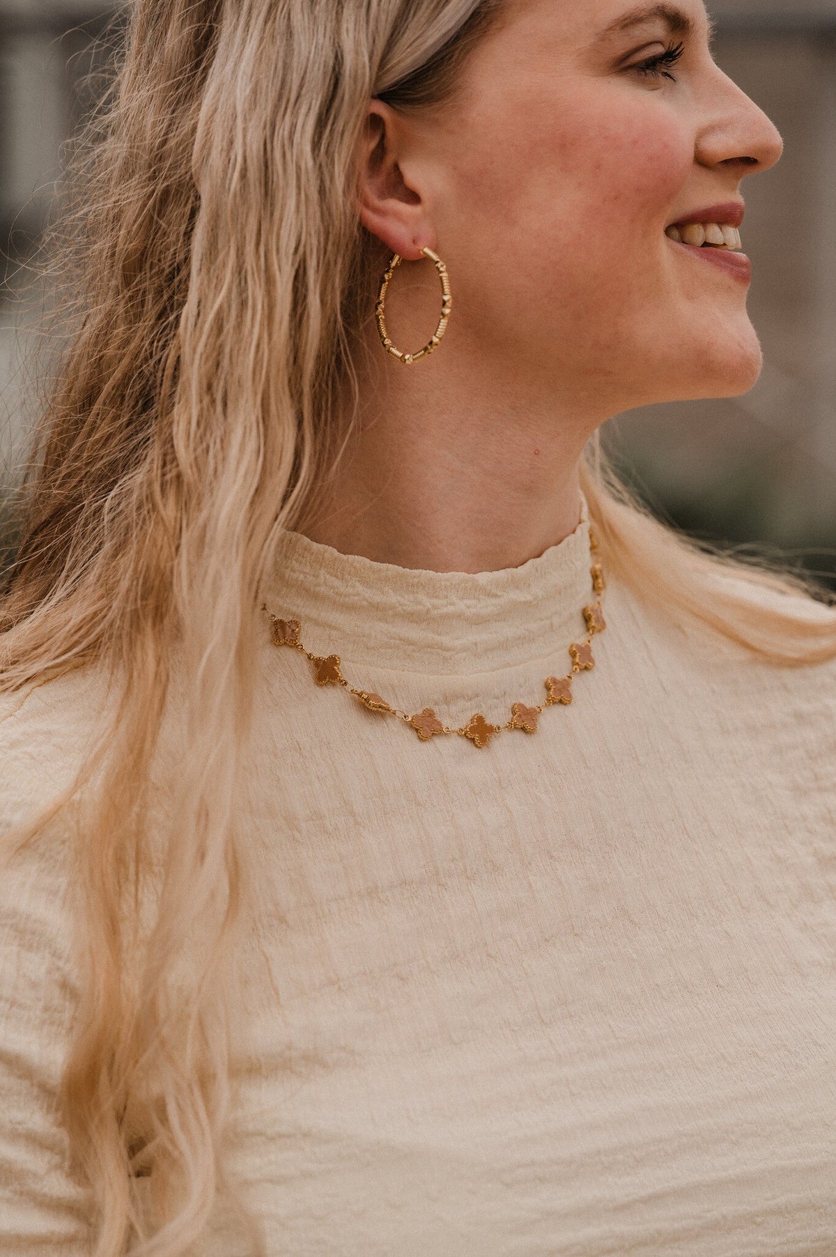 BY SHIR KETTING LUXE CHAMPAGNE KLAVER - Sannes Sieraden