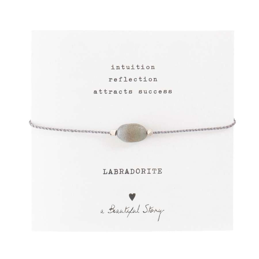 Edelsteenkaart Labradoriet Zilver Armband - Sannes Sieraden