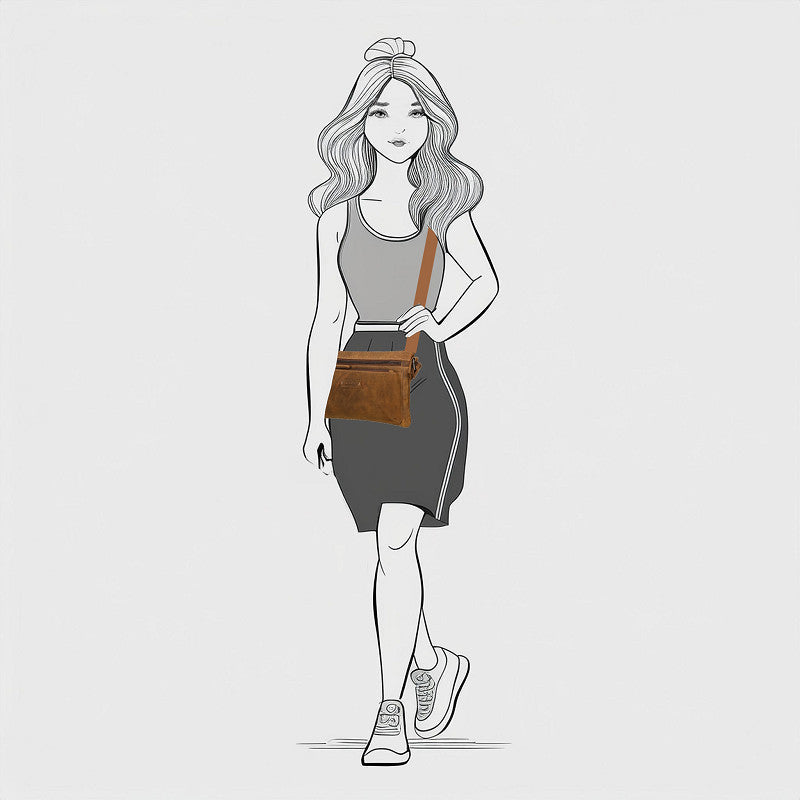 Genua Crossbody Tas Camel Van Leder Met Luxe Uitstraling En Compact Formaat 24 x 4 x 16 Cm - Sannes Sieraden
