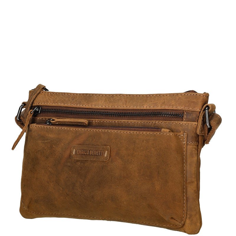 Genua Crossbody Tas Camel Van Leder Met Luxe Uitstraling En Compact Formaat 24 x 4 x 16 Cm - Sannes Sieraden