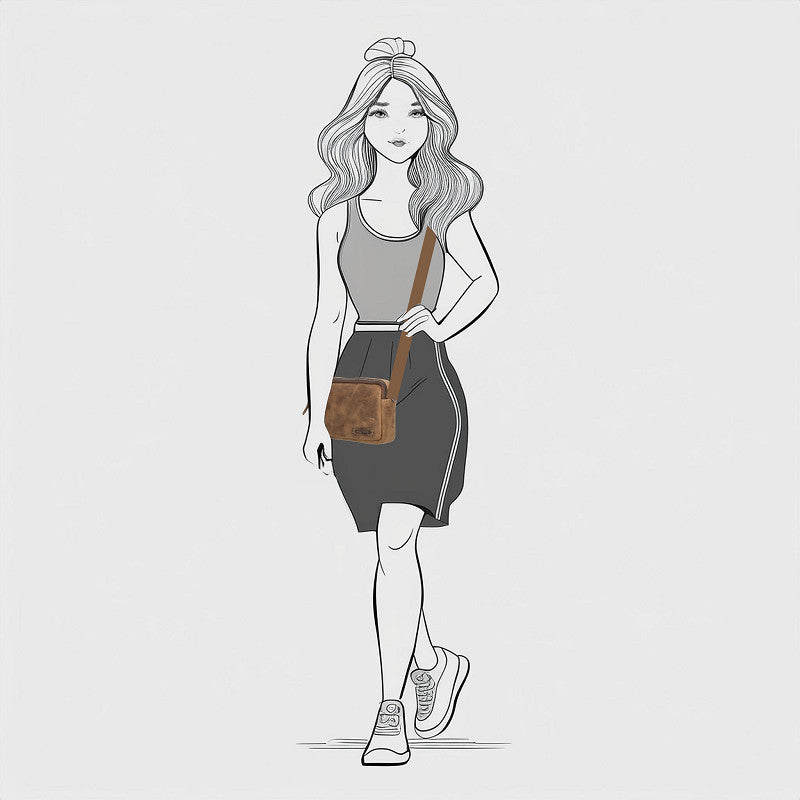 Genua Leren Box Tasje – Camel - Sannes Sieraden