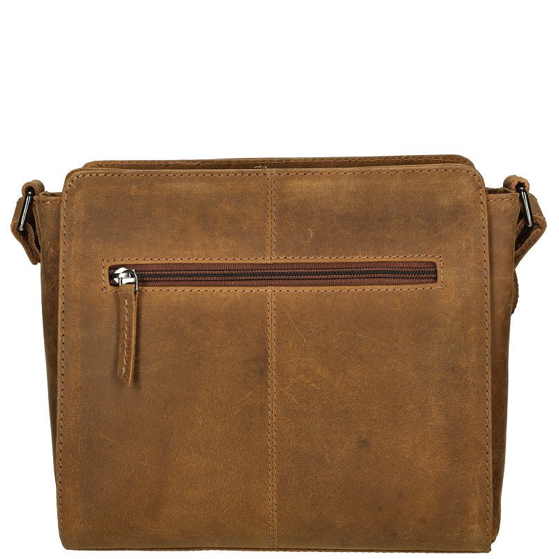 Genua Leren Schoudertas – Camel - Sannes Sieraden