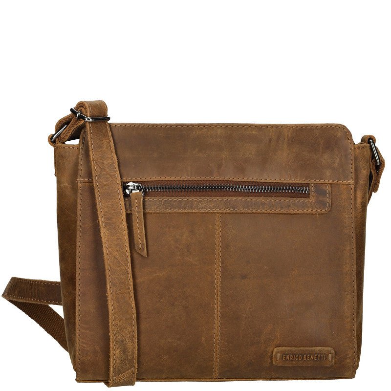 Genua Leren Schoudertas – Camel - Sannes Sieraden