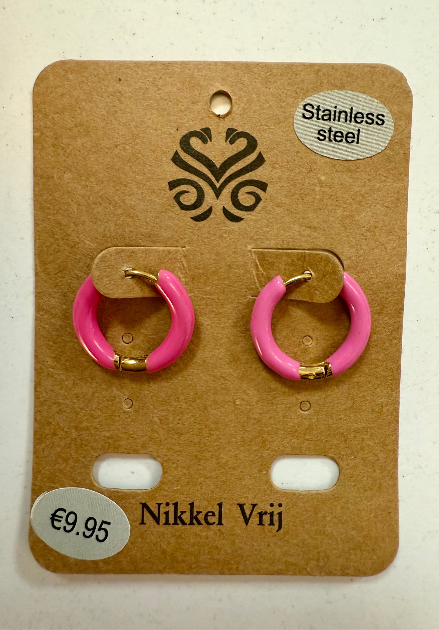 Stras4you gouden oorbel ringen roze