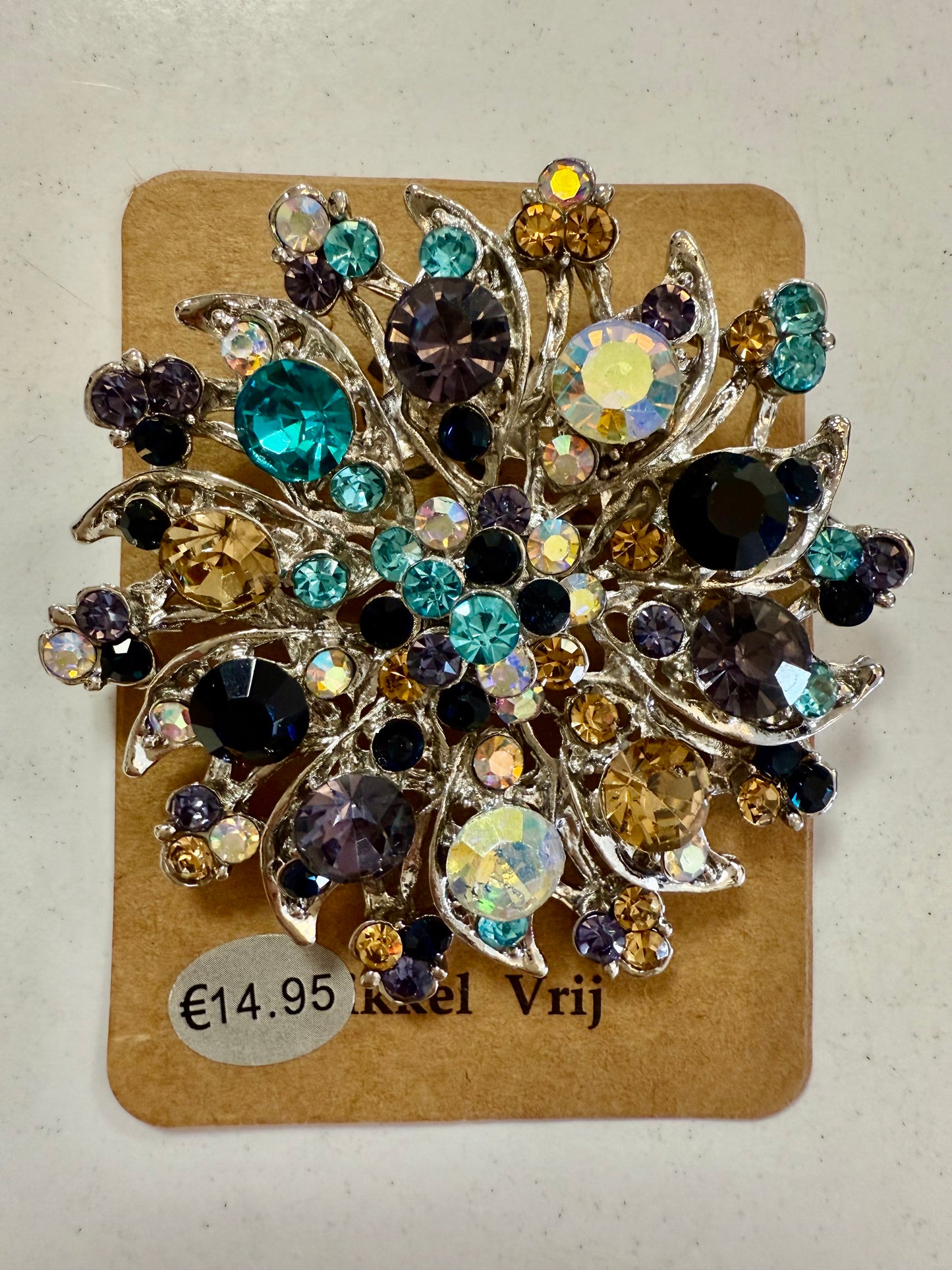 Stras4you broche blauw zwart