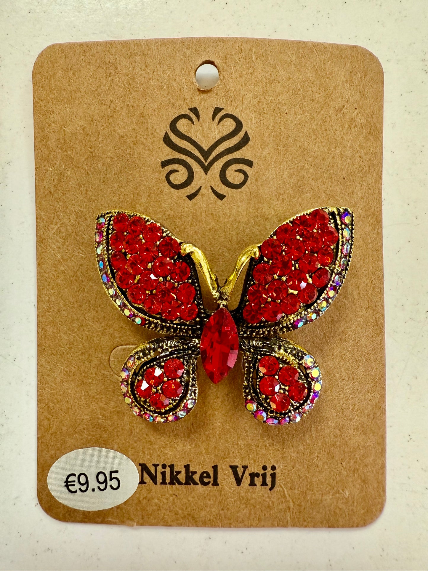 Stras4you vlinder met rode diamant