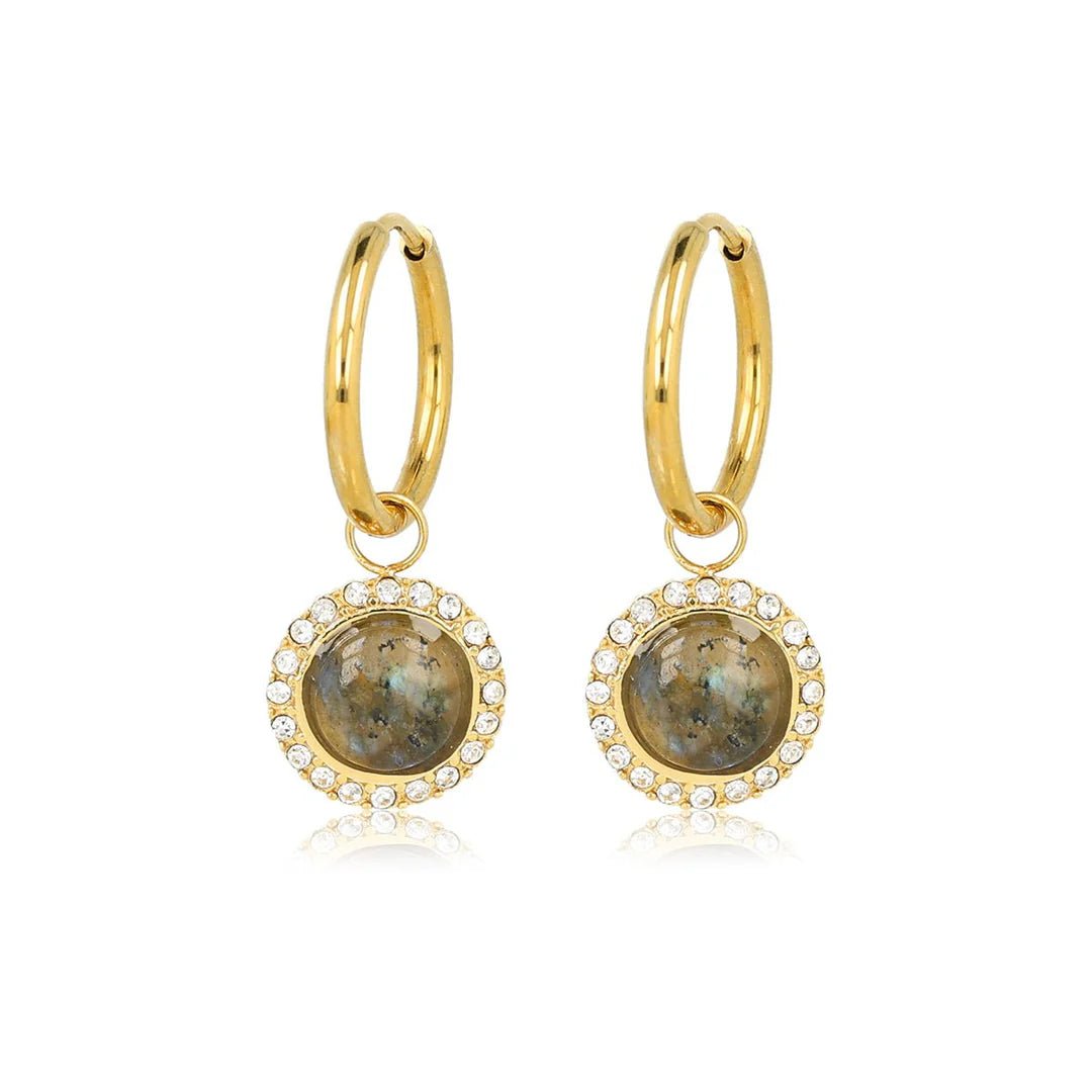 MY BENDEL LABRADORITE OORBELLEN – MYSTIEK IN GOUD - Sannes Sieraden