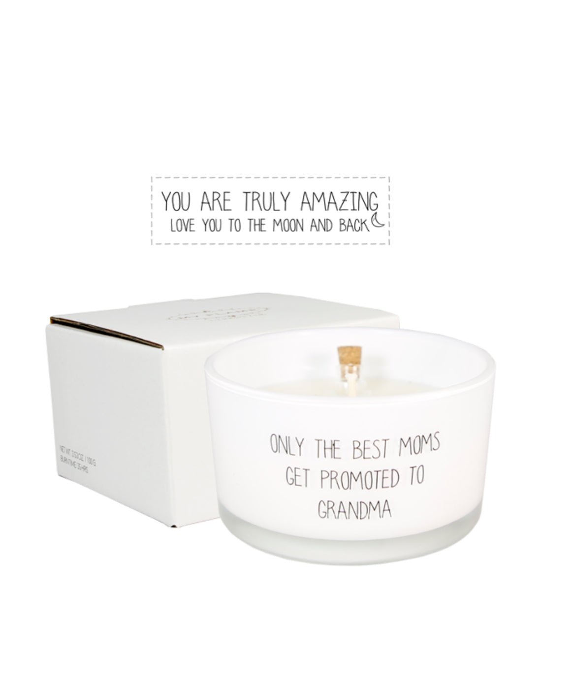 My Flame Flessenpost kaars - Only the best moms get promoted to grandma - Fresh Cotton - Sannes Sieraden