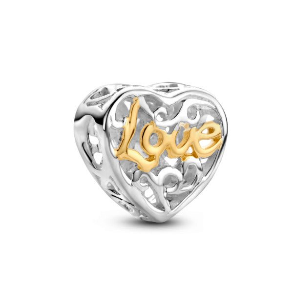 Rosa Di Luca Zilver Bedel Hart Liefde Verguld Pandora - Sannes Sieraden