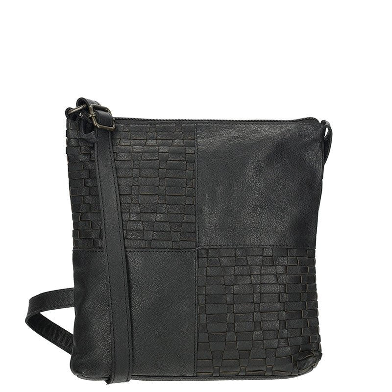 Sicily Crossbody Tas Zwart Van Echt Leren Met Strakke Silhouet En Ruim Formaat 25 X 4 X 25,5 Cm - Sannes Sieraden