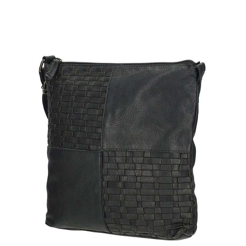 Sicily Crossbody Tas Zwart Van Echt Leren Met Strakke Silhouet En Ruim Formaat 25 X 4 X 25,5 Cm - Sannes Sieraden