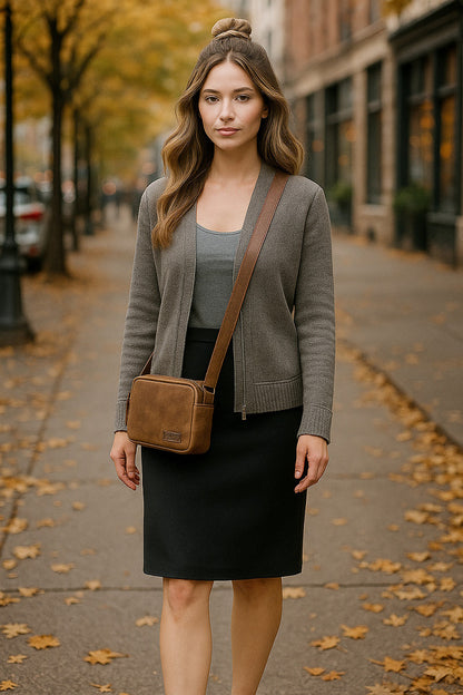 Genua Leren Box Tasje – Camel