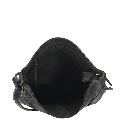 Sicily Crossbody Tas Zwart Van Echt Leren Met Strakke Silhouet En Ruim Formaat 25 X 4 X 25,5 Cm