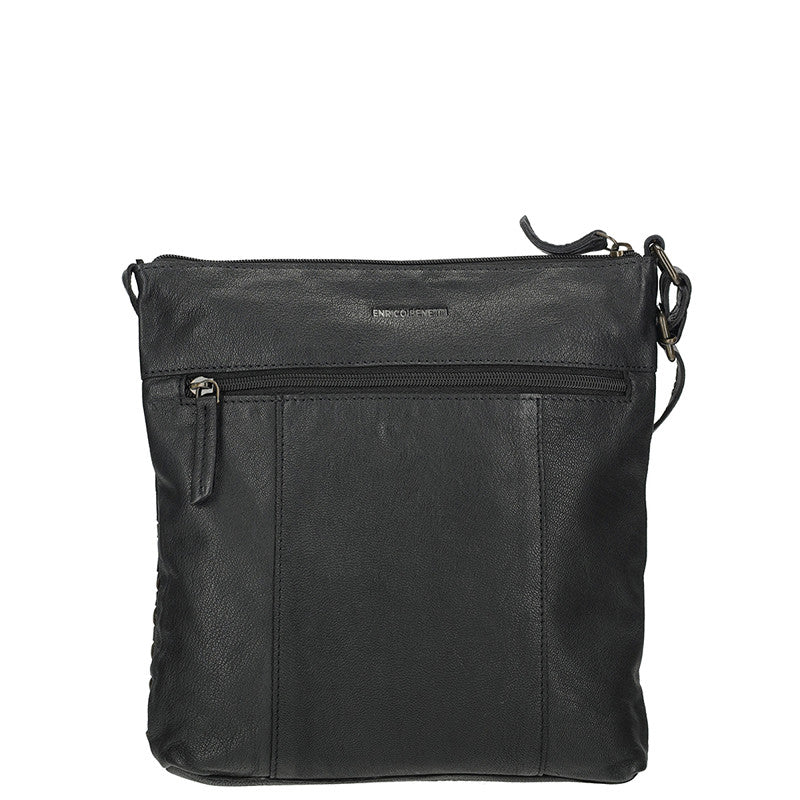 Sicily Crossbody Tas Zwart Van Echt Leren Met Strakke Silhouet En Ruim Formaat 25 X 4 X 25,5 Cm