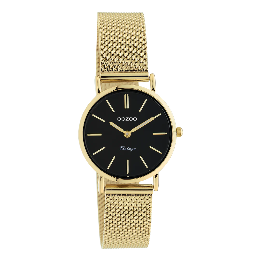 Goudkleurige OOZOO horloge met goudkleurige metalen mesh armband - C20232