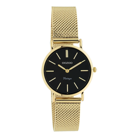 Goudkleurige OOZOO horloge met goudkleurige metalen mesh armband - C20232
