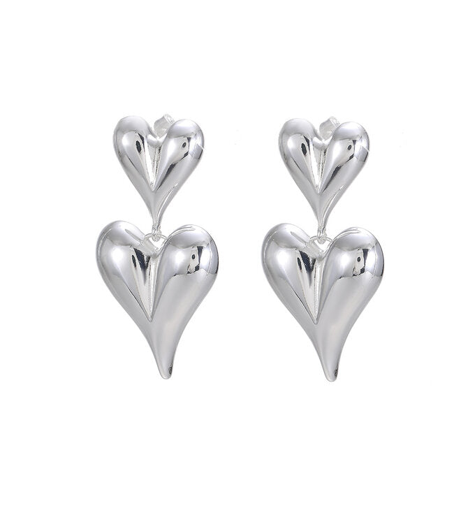 BY SHIR OORBELLEN LUXE DOUBLE HEART