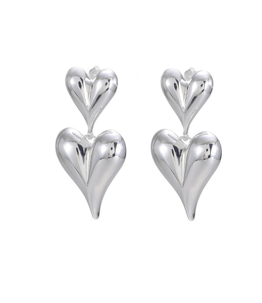BY SHIR OORBELLEN LUXE DOUBLE HEART
