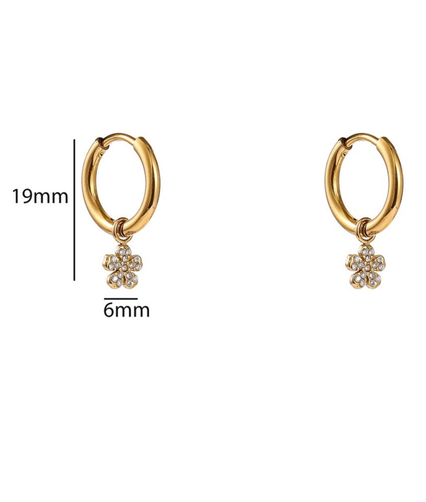 Sparkly Flower Hoop - 14K