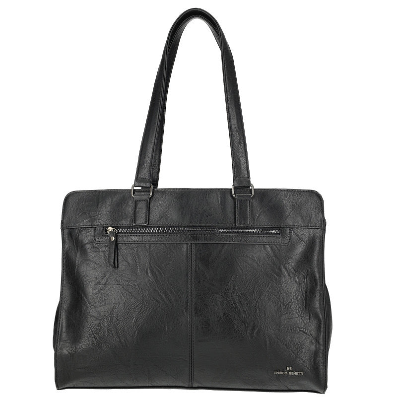 Enrico Benetti Julia Schoudertas Voor Laptop 15 Inch Zwart PU Materiaal Dames Tas