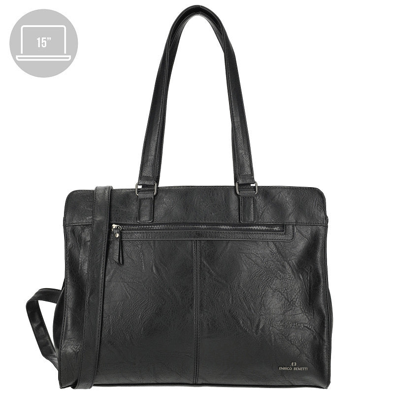 Enrico Benetti Julia Schoudertas Voor Laptop 15 Inch Zwart PU Materiaal Dames Tas