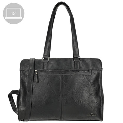 Enrico Benetti Julia Schoudertas Voor Laptop 15 Inch Zwart PU Materiaal Dames Tas