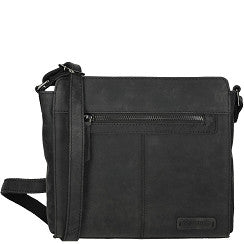 Genua Leren Schoudertas – Zwart