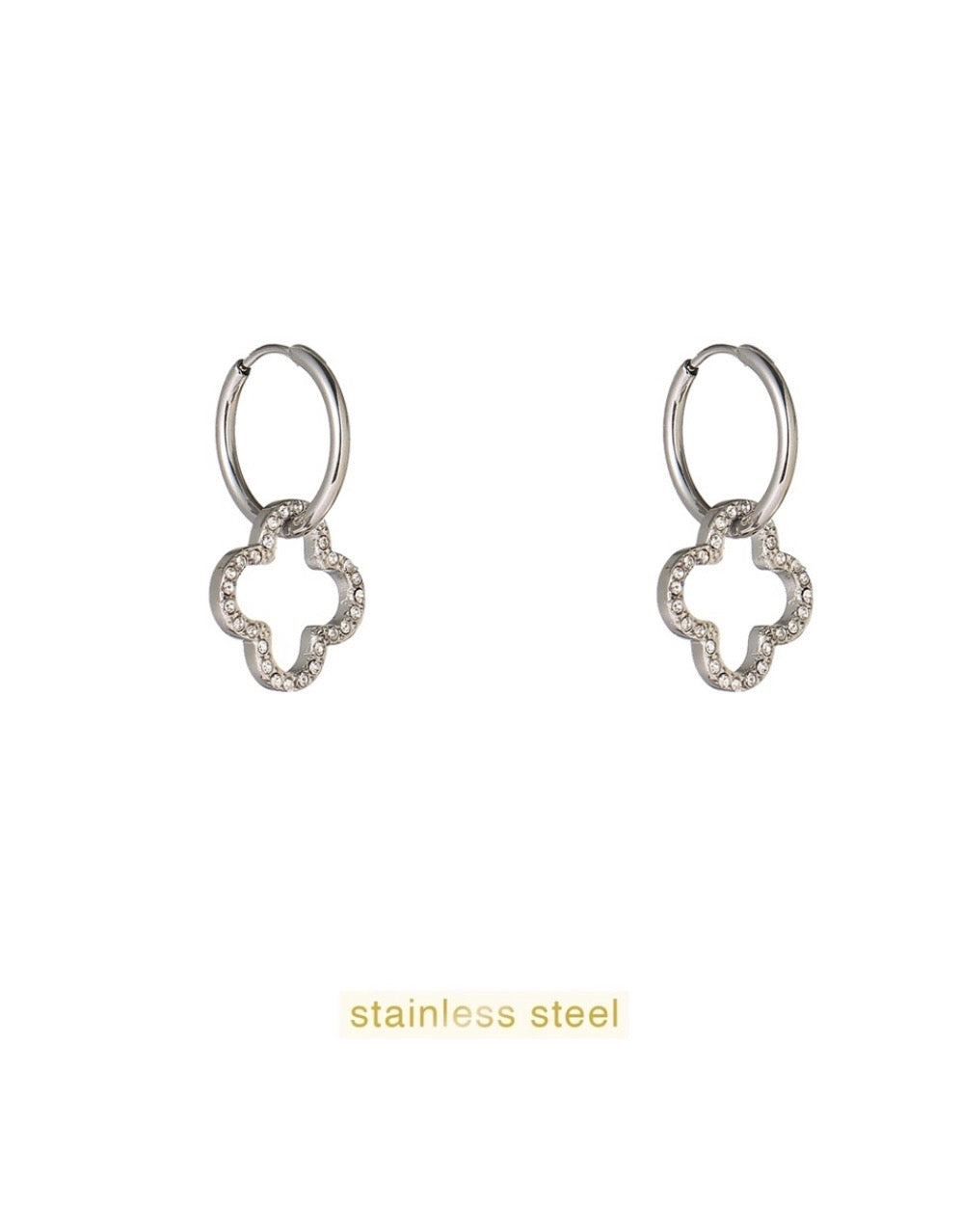 Day & Eve hoops klaver met steentjes zilver